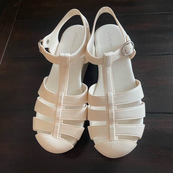 Jeffrey Campbell Candied Cream Platform Fisherman Jelly Sandals - Picture 7 of 12